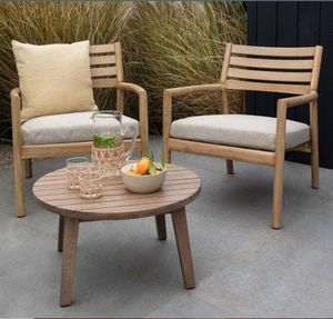 acacia wood garden armchairs patio outdoor wood lounge chairs with stone cushions