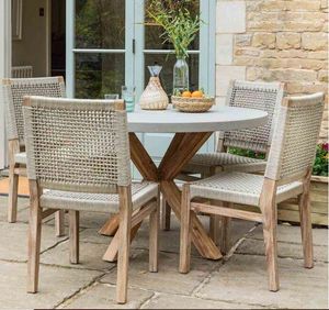 round garden dining table acacia hardwood polystone top