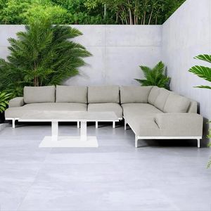 all weather fabric garden lounge sofa corner set white stone modern patio lounging