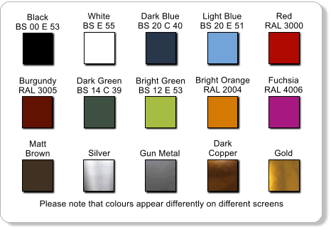 ral colour card for bespoke fibreglass wall mounrted wall planters hanging baskets