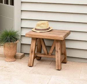 garden stool seat or side table acacia hardwood rustic wooden seating indoor outdoor patio chilford