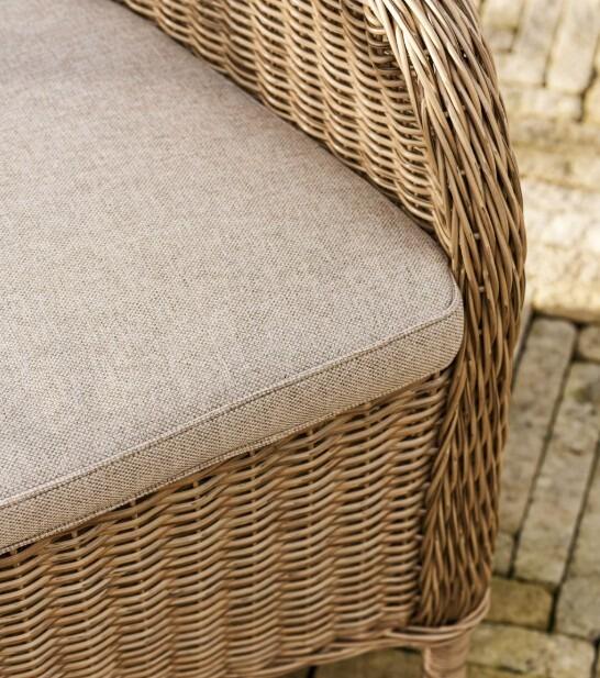 Modern All Weather Rattan Garden Bench with Stone Seat Cushion