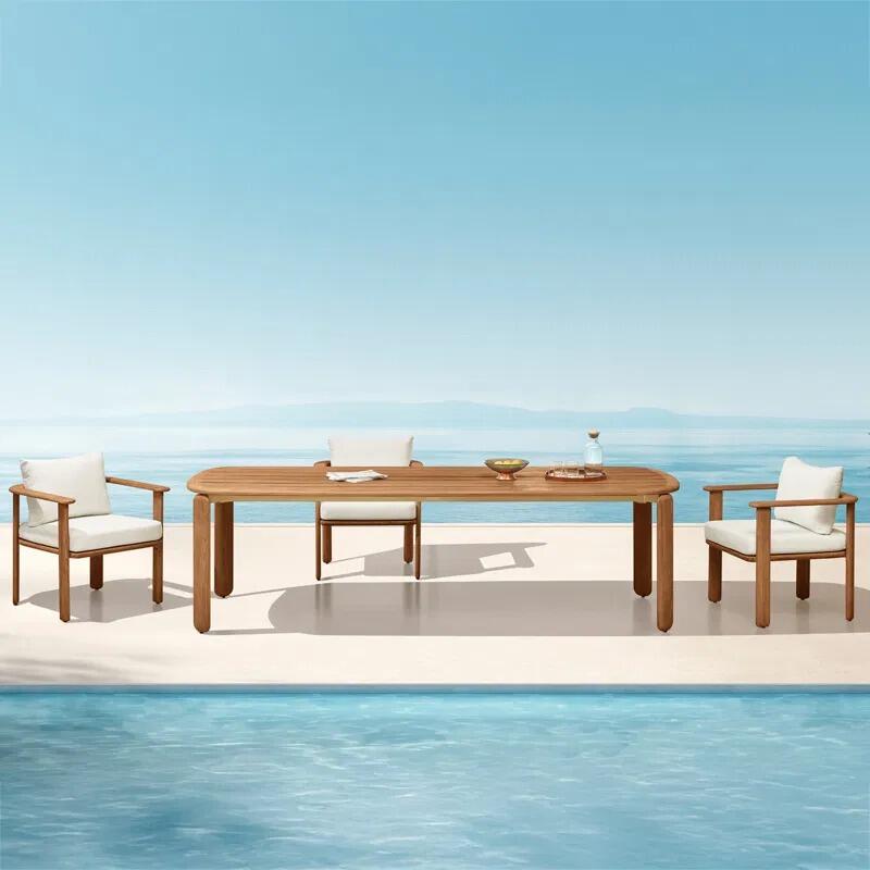 Modern Teak Garden Dining Table and Chairs Set with All Weather ...