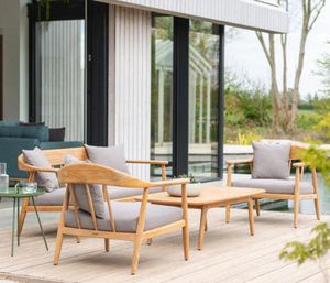 teak luxury garden lounge sofa armchair set dana teak hardwood all weather cushions