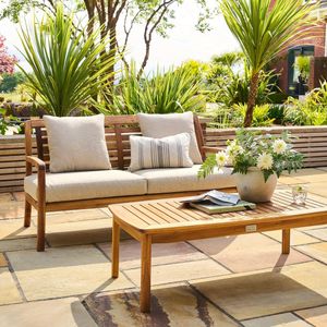 garden sofa and coffee table acacia hardwood patio outdoor furniture all weather cushions