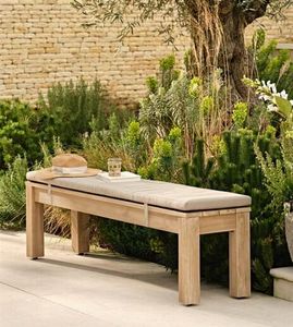 backless garden bench acacia wood porthallow seating patio outdoor seating with cushion