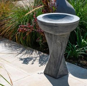 garden birdbath modern pewter sandstone luxury stone outdoor feature twist base