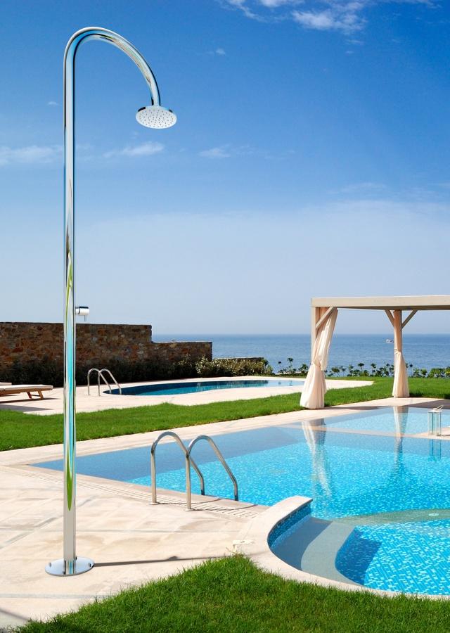 316 marine grade brushed stainless steel outdoor garden shower by pool or spa