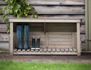 all weather wooden welly boot storage