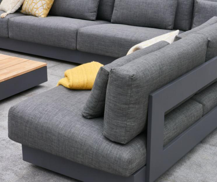 weatherproof grey garden corner lounge sofa set modular with coffee tables