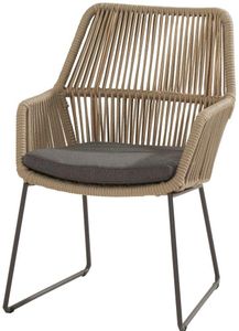rope weave garden dining chair taupe grey all weather cushions
