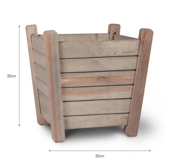 dimensions of wood tapered planter outdoor garden 50 cm