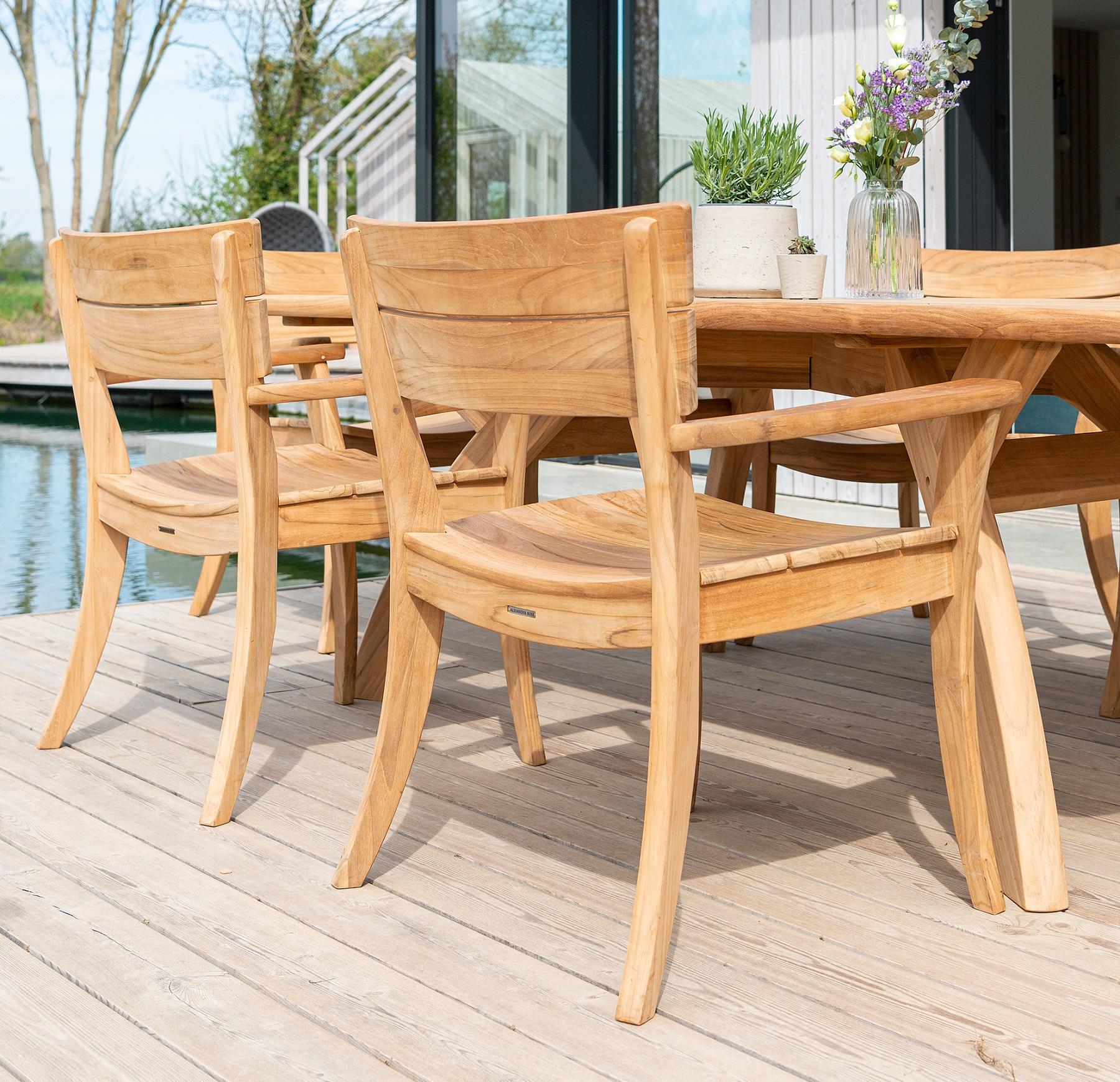 8 seather contemporary luxury teak garden patio dining table and 8 chairs