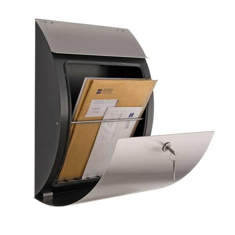 wall mounted stainless steel and black steel postbox letter box mail box