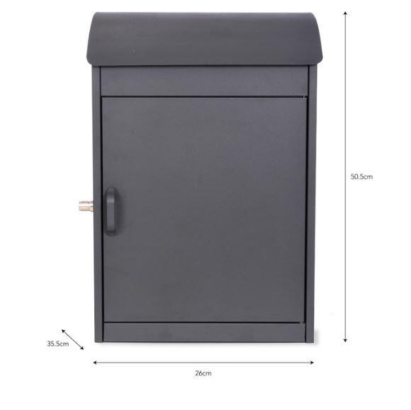 dimensions of charcoal metal modern wall hung parcel box post box