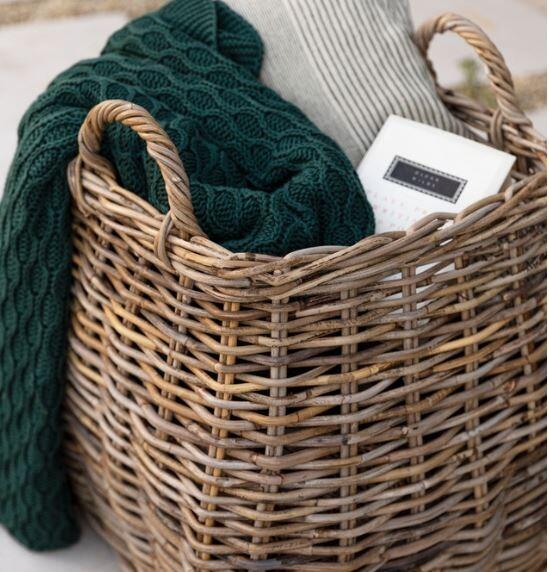 natural rattan modern log basket or laundry or storage basket indoor use