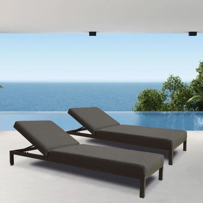 grey charcoal garden poolside aluminium and all weather sun loungers or sunbeds sunbrella weatherproof fabric