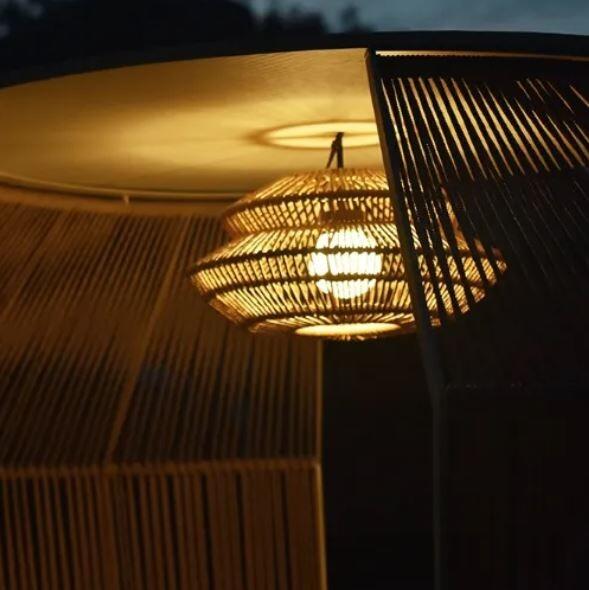 garden dining pod all weather rattan wicker solar roof lamp
