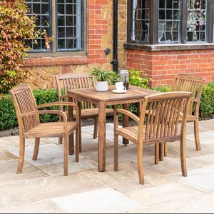 garden dining set in hardwood square table 4 seater dining armchairs