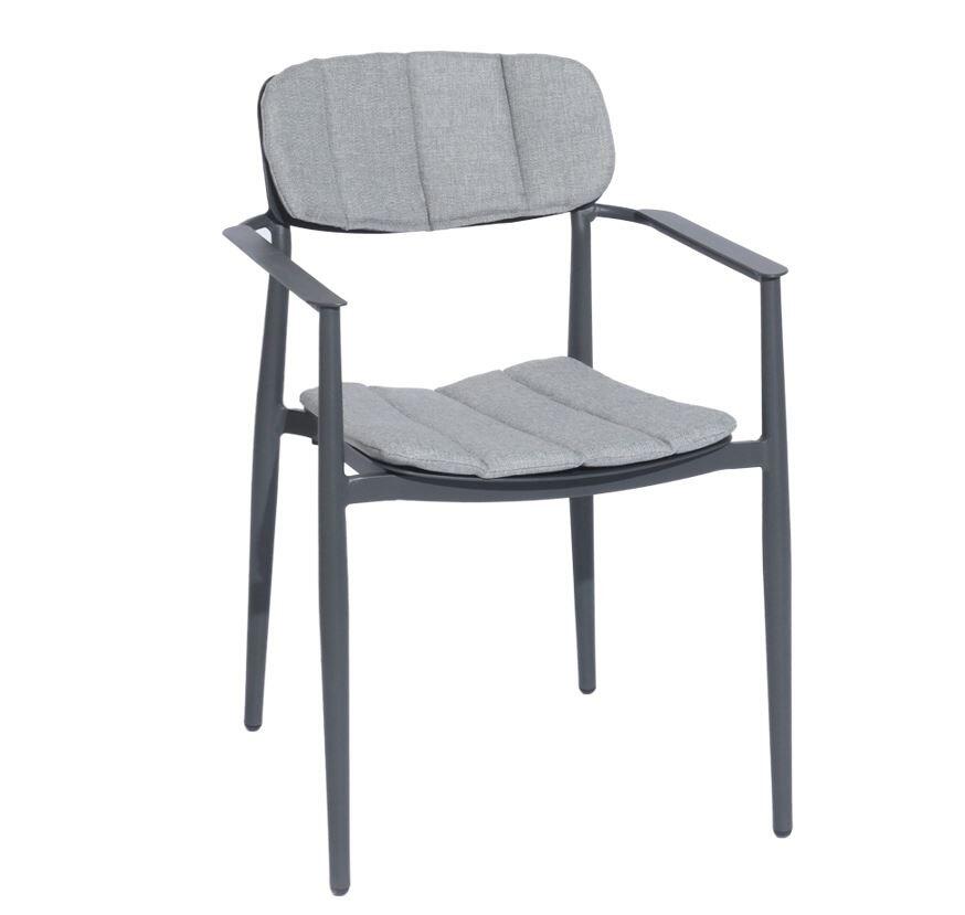 garden dining armchair grey metal aluminium rimini patio chairs weatherproof cushions