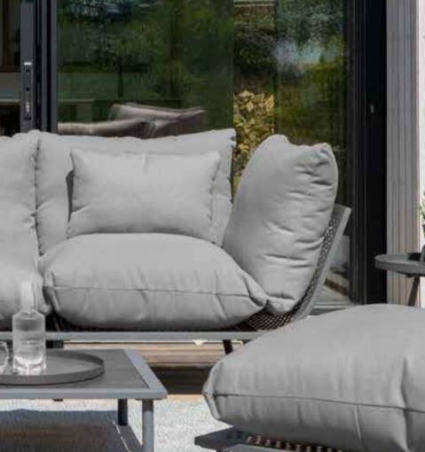 modern outdoor garden lounge modular sofa set grey all weather cushions metal frames patio lounging beach