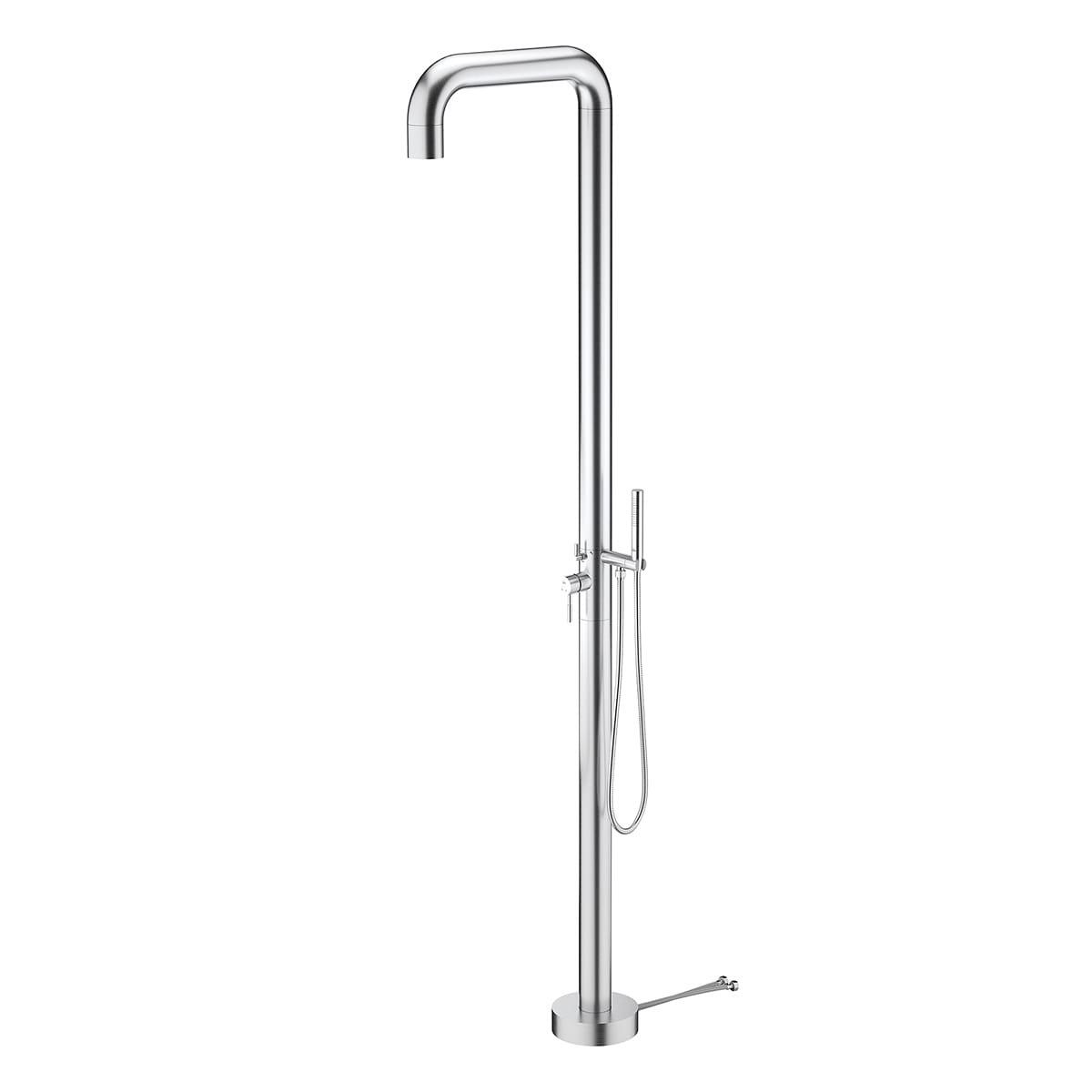 Modern, Brushed Stainless Steel Outdoor Shower in 304 outdoor Grade Steel.