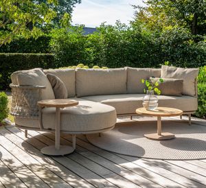 rope weave modern garden sofa chaise longue all weather fabric cushions