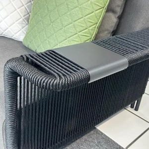grey arm tray for garden lounge sofa twisted rope weave aluminium drinks tray
