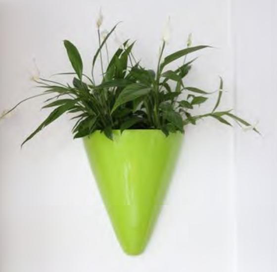 uk made high quality lime green fibreglass wall mounrted planter hanging basket