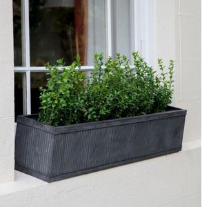 modern metal ribbed steel outdoor garden vence window box