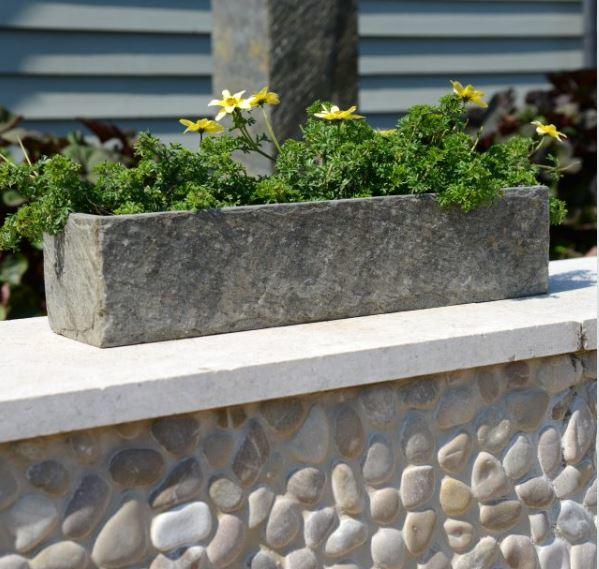 outdoor slate window box or small trough planters  on wall
