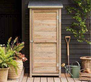 wooden outdoor garden storage cupboard compact upright tall store aldsworth