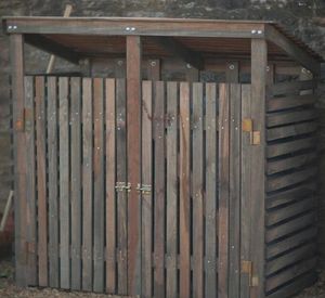 double wheelie bin wood timber garden outdoor rubbish storage