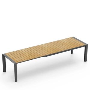 teak extending garden dining table large long outdoor patio table aluminium and wood lumen