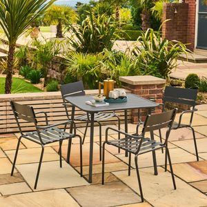 modern grey garden dining table oslo detail metal steel grey all weather outfdoor patio furniture