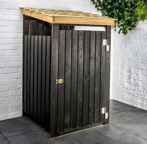 blackened spruce wood modern garden wheelie bin storage cover