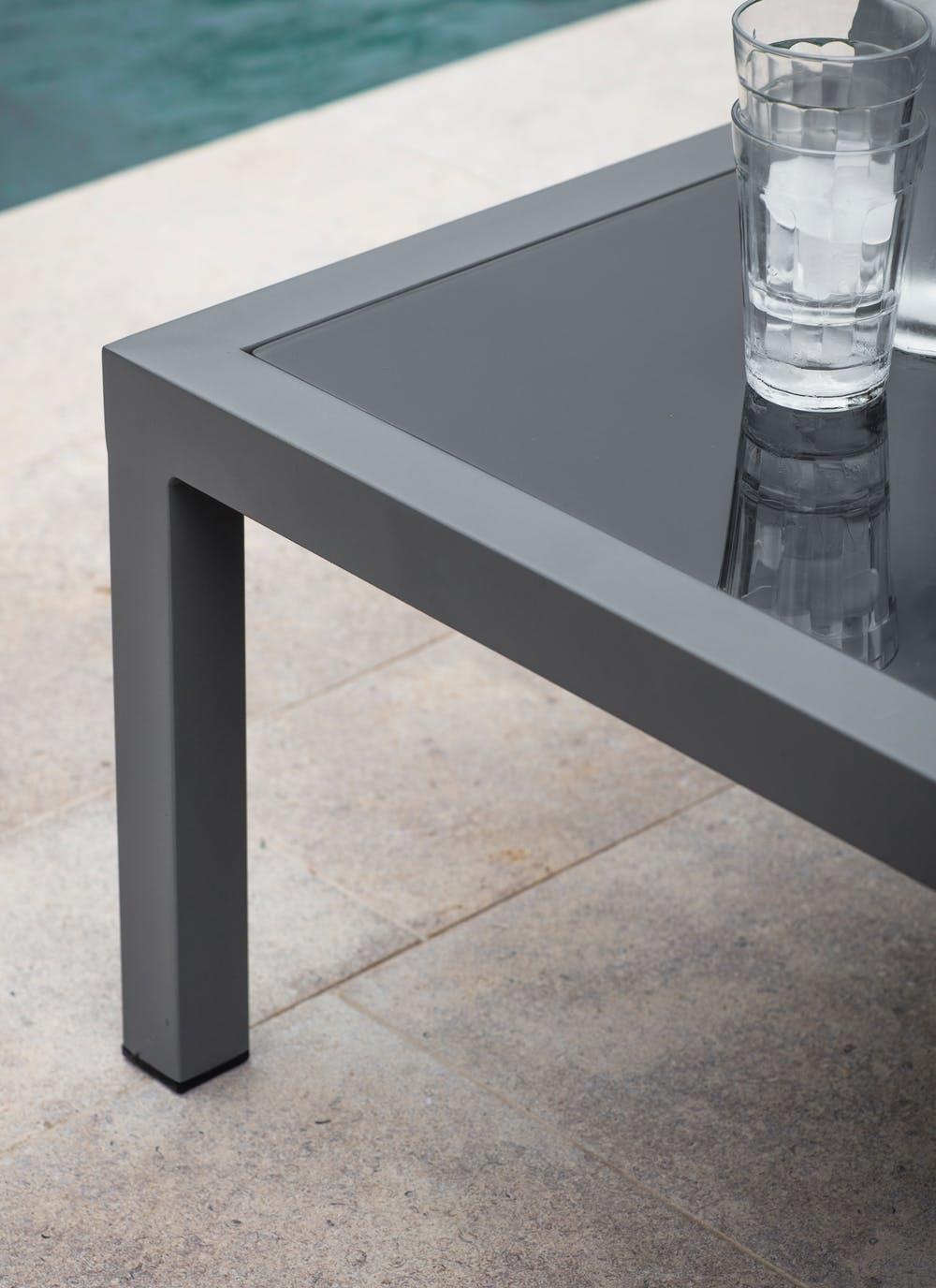 Modern Garden Lounge Corner Sofa Set in Charcoal Aluminium