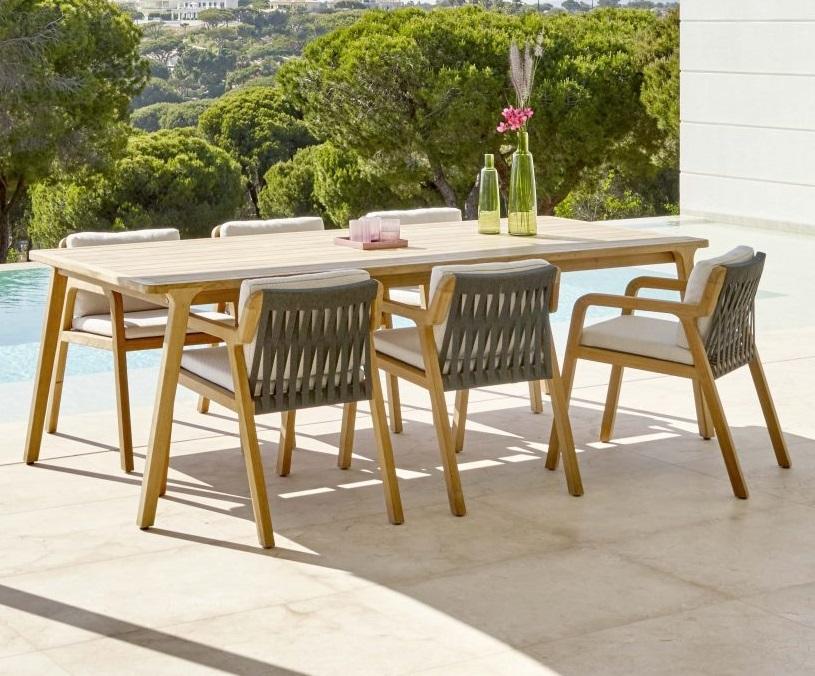 Modern Teak Garden Dining Set With 2 4m, Modern Teak Outdoor Furniture