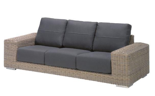 Wicker garden lounge set three seater sofa, allweather with cushions