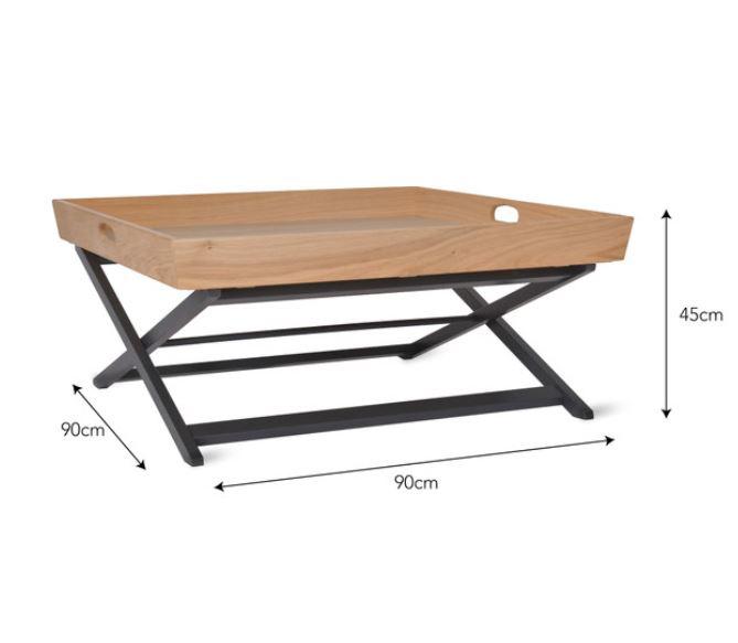 dimensions of oak coffee table with butlers tray for lounge living