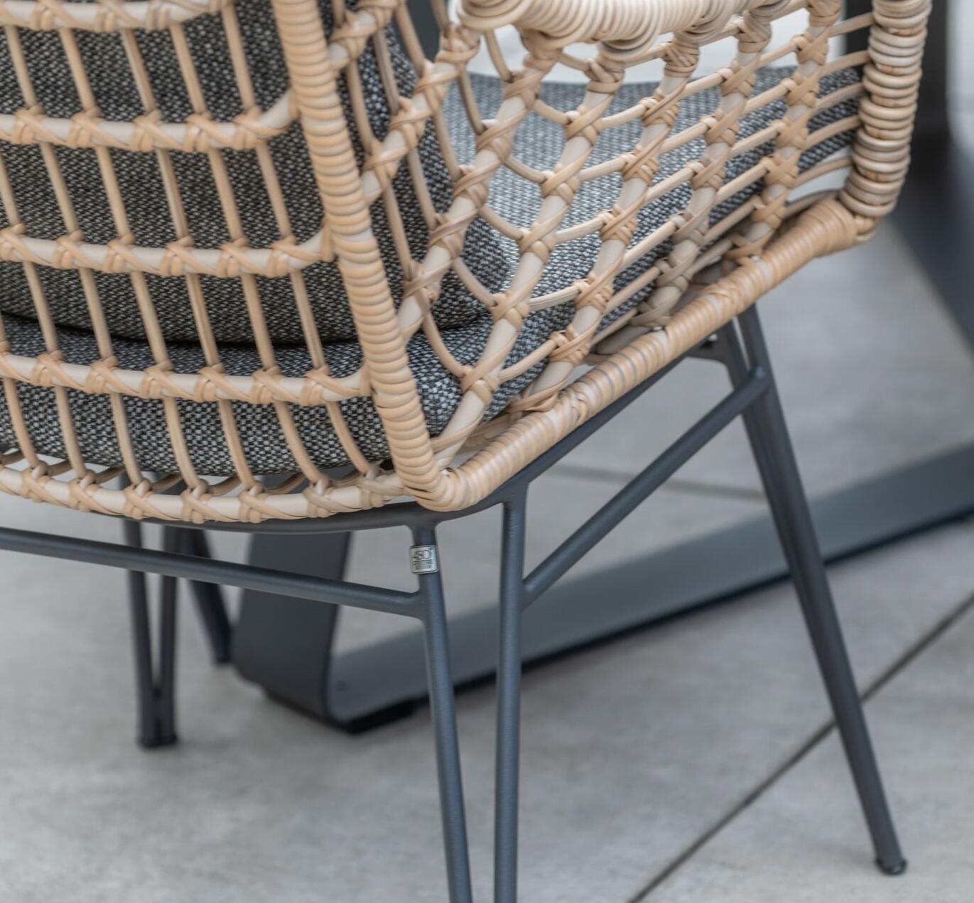 close up all weather patio garden dining chairs in rope weave wicker
