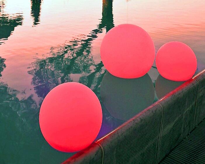 garden globe ball lights in modern fibreglass multi coloured outdoor weatherproof lights