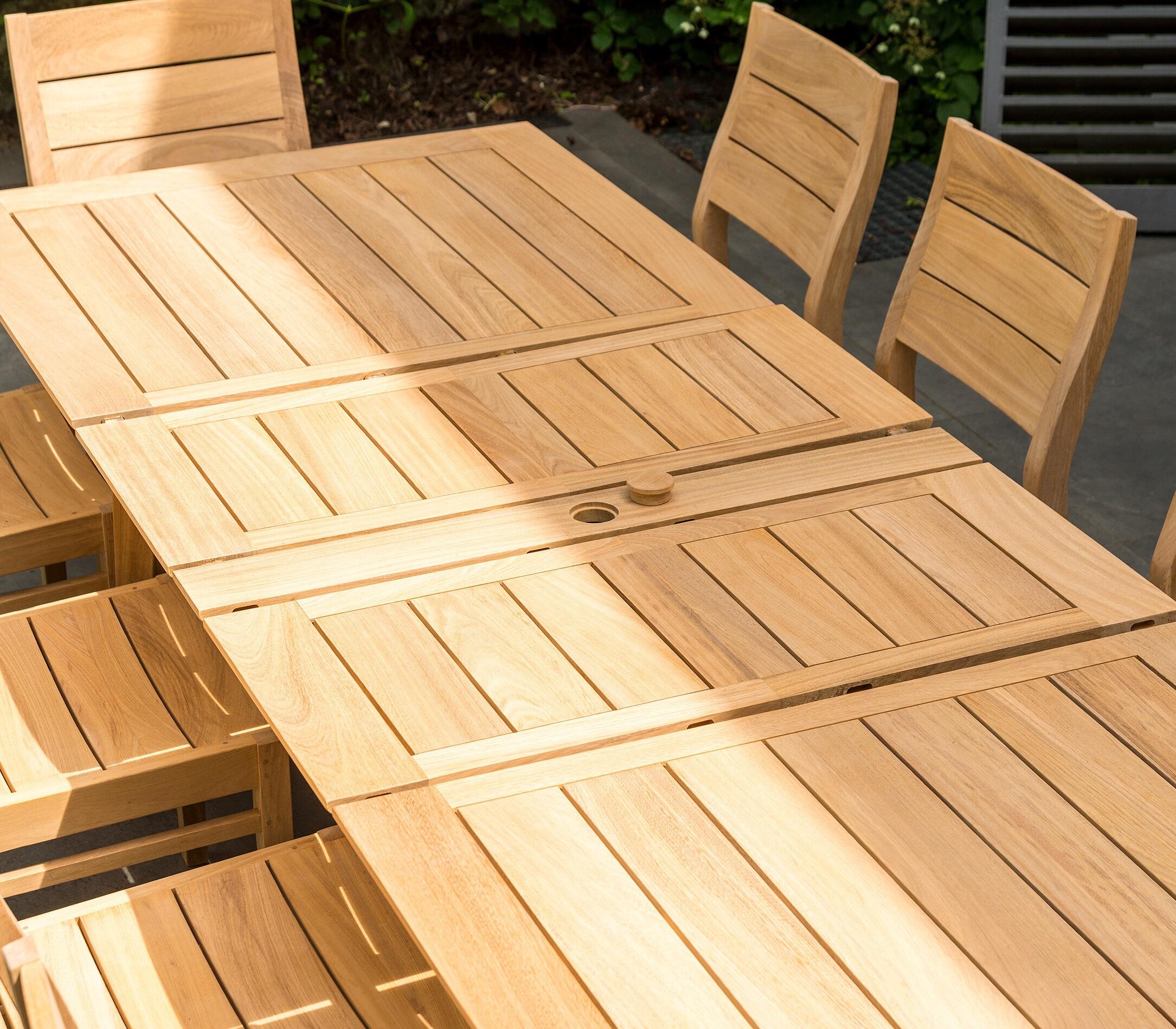 extending modern hardwood garden dining table outdoor eating leaves open full length outdoor table
