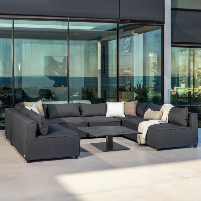 U shaped garden lounge sofa set all weather fabric sunbrella modern outdoor furniture charcoal cozy