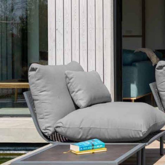 grey garden lounge sofa module all weather fabric cushions beach outdoor patio