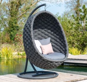 rope weave garden hanging chair and aluminium frame for outdoor indoor and patio use
