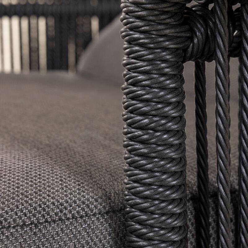 black grey all weather rope weave garden armchair sofa detail cushions hawaii