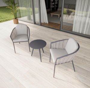 garden patio bistro cafe set table dining chairs grey rattan and aluminium modern pavilion outdoor dining