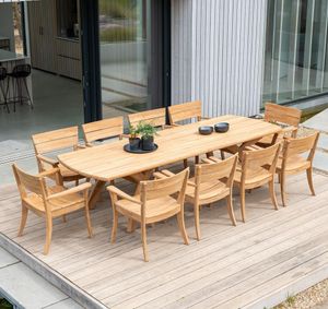 10 seater large teak patio garden dining table and chairs sorrento modern hardwood