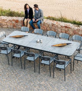 extending garden dining table modern grey aluminium and ceramic and glass  rimini